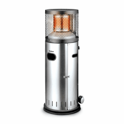 Enders® Terrassenheizer Gas POLO 2.0, Gas-Heizstrahler 5460, Terrassenstrahler mit stufenloser Regulierung, ENDUR Reflektionssystem, Transporträder, Umkippsicherung Silber/Edelstahl L