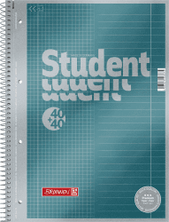 Brunnen 1067174 Notizblock / Collegeblock Student Premium Duo (Veredeltes Deckblatt mit Metallic-Effekt, A4, Lineatur 27 + 28, 90 g/m², 40 Blatt liniert, 40 Blatt kariert) A4 Duo, Lineatur 27 + 28, 40 Blatt liniert, 40 Blatt kariert Single