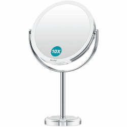 Auxmir Kosmetikspiegel Doppelseitiger Schminkspiegel mit 1X/10X Vergrößerung, Tischspiegel Stehend 360° Schwenkbar, Abnehmbarer Rasierspiegel für Schminken Makeup Gesichtspflege und Reisen