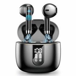Bluetooth 5.3 Kopfhörer, In Ear Kopfhörer Kabellos mit 4 Mic, 48H Tiefer Bass Spielzeit Wireless Earbud, LED-Anzeige, Bluetooth Ohrhörer mit ENC Noise Cancelling, IP7 Wasserdicht Kopfhörer Sport USB-C Schwarz