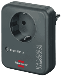 Brennenstuhl Steckdosenadapter mit Überspannungsschutz 13.500 A (Adapter als Blitzschutz für Elektrogeräte) anthrazit 1 Stück Single