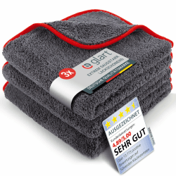 Glart Mikrofasertücher Auto 3er Set, Poliertuch Auto saugstark & weich, 40x40cm, Microfasertuch Autopflege, Auto Mikrofasertuch & Trockentuch Auto polieren - Mikrofaser Trockentuch Poliertücher rot 3er Set Mikrofasertuch Rot Single