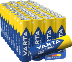 VARTA Batterien AA, Industrial Pro, Alkaline Batterie, 1,5V, Vorratspack in umweltschonender Verpackung, Made in Germany [Exklusiv bei Amazon] 40 Stück( 1er Pack) 40 Stück( 1er Pack) AA frustfrei Single