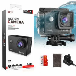 SJCAM SJ4000 Action Cam 4K30fps WiFi Kamera,40MP Ultra HD 170°FOV mit EIS Bildstabilisierung,Unterwasserkamera 30m/98ft Wasserdicht Kamera mit 2 Akkus, 32G SD Karte und Helmhalterung Zubehör Kits SJ4K