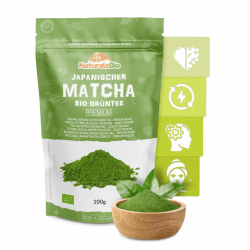 Matcha Tee Pulver Bio - Premium-Qualität - 100g. Original Green Tea aus Japan. Japanischer ideal zum Trinken. Grüntee für Latte, Smoothies Getränk. Hergestellt in Uji, Kyoto. 100 g (1er Pack)
