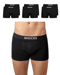 Snocks Boxershorts Herren Bio Baumwolle (6er Pack) Unterhosen Herren ohne einschneidenden Gummibund (Gr. S - 4XL) 6x Schwarz L