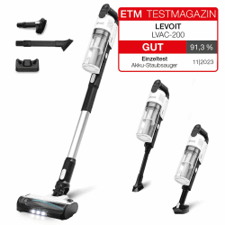 Levoit Akku Staubsauger mit Tierhaardüse, Anti-Haar-Verwicklung, max 50min Laufzeit, 4-in-1 Kabelloser Akkustaubsauger mit 99,9% Filterleistung, Beutelloser Akkusauger für Teppich Hartböden und Auto Akku Staubsauger mit Anti-Verwicklung