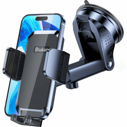 Blukar Handyhalterung Auto [Stabilere Version] Handyhalter fürs Auto Armaturenbrett & Windschutzscheibe KFZ Handy Halterung mit EIN-Knopf-Release 360° Drehbar für iPhone, Galaxy, Mate usw. Schwarz