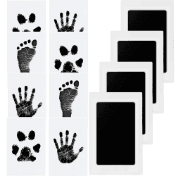 Baby Handabdruck und Fußabdruck Set, 4 pcs Baby Fussabdruck Set, Baby Abdruckset für Neugeborene, Pfotenabdruck Set Hund, Pfotenabdruck Set Katze, Clean Touch Stempelkissen für Baby Shower Schwarz 4 Stück