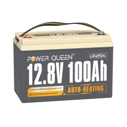 Power Queen LiFePO4 12.8 V, 100 Ah selbstheizende Lithium-Batterie, mit 100 A BMS, Unterstützt niedrige Temperaturen, Aufladen bei -20 °C, 4000-15000 Zyklen, Perfekt für Wohnmobile, Off-Grid Systeme 12.8V100Ah mit Eigenerwärmung