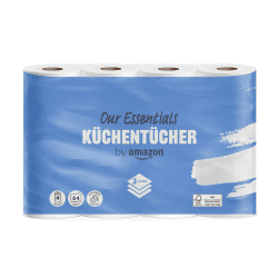 by Amazon Küchenrolle, 3-lagig, 4 Rollen (4 Rollen, 1-er Pack), 64 Blätter pro Rolle, FSC-Zertifiziert 4 stück (1er Pack)
