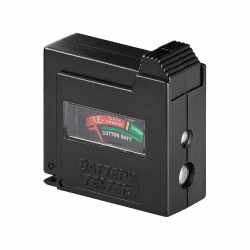 Goobay 54020 Batterietester für alle Batterien & Akkus Batterietester für AAA, AA, C, 9V, D, N & 1,5V Knopfzelle Batterieprüfgerät mit Display Schwarz Classic