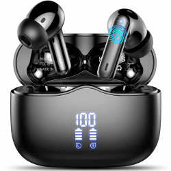 Bluetooth Kopfhörer, Kopfhörer Kabellos Bluetooth 5.3 In Ear Kopfhörer mit 4 ENC Noise Cancelling Mic, Kabellose Kopfhörer Tiefer Bass Wireless Earbuds 40Std, IP7 Wasserdicht Ohrhörer LED Anzeige Schwarz
