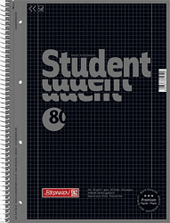 Brunnen 1067928190 Notizblock / Collegeblock Student Colour Code (A4 kariert, Lineatur 28, 90 g/m², 80 Blatt) schwarz