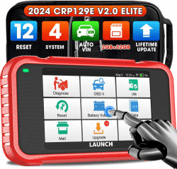 LAUNCH CRP129E V2.0 obd2 Diagnosegerät Auto,KFZ-tester für ABS SRS Motor Getriebe mit 12 reset:ABS-Entlüftung/TPMS/Öl/EPB/SAS/BMS/Adb.lue/Scheinwerfer/Drosselklappen-Reset,Einspritzdüsen-Codierung.FCA