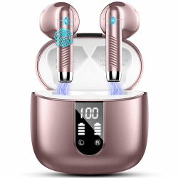 Bluetooth Kopfhörer, In Ear Kopfhörer Kabellos Bluetooth 5.3 Kabellose Kopfhörer mit 4 Mic, 2023 Neue ENC Noise Cancelling Wireless Earbuds 48H Tiefer Bass, IP7 Wasserdicht Ohrhörer LED-Anzeige Roségold
