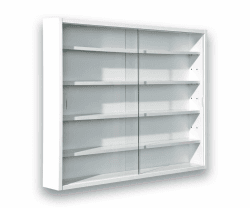 Inter Link - Sammlervitrine - Hängevitrine - Wandregal - Glasvitrine - Wandvitrine - Hängeregal - Schaukasten - MDF - Weiß (80x60x9.5 cm) Compilati