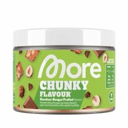 MORE Chunky Flavour, Hazelnut-Nougat Praline, 150 g, vegan, Geschmackspulver zum Süßen, ohne viel Zucker und Kalorien, mit Inulin und Laktase, geprüfte Qualität - made in Germany Nuss Nougat Praline 150 g (1er Pack)