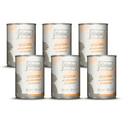 MjAMjAM - Premium Nassfutter für Katzen - saftiges Huhn an leckeren Möhrchen, 6er Pack (6 x 400 g), getreidefrei mit extra viel Fleisch Huhn + Möhrchen 400 g (6er Pack)