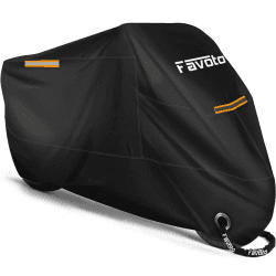 Favoto Motorrad Abdeckplane Outdoor Motorradabdeckung XXL 210T Oxford Stoff Abdeckhaube Indoor Motorradplane Staubdicht mit Wasserdichten Streifen verbessertes Schlossloch 245cmx105cmx125cm 245x105x125cm