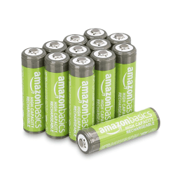 Amazon Basics AA-Batterien mit hoher Kapazität, wiederaufladbar, 2400 mAh, NiMh, vorgeladen, 12 Stück 12 Stück AA