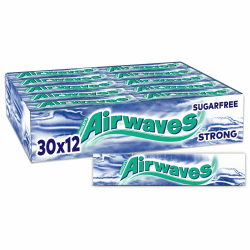 Airwaves Strong Sugarfree Chewing Gum, with Menthol Freshness, 30 Packs of 12 Dragees Strong Single