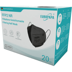 EUROPAPA 20x FFP2 Maske Atemschutzmaske 5-Lagen Staubschutzmasken hygienisch einzelverpackt EN149:2001+A1:2009 Mundschutzmaske EU2016/425 Schwarz