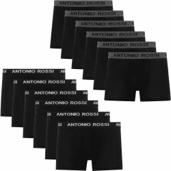 ANTONIO ROSSI (12er-Pack) Herren-Boxer-Hipster - Herren-Boxershorts Multipack mit elastischem Bund - Atmungsaktive, weiche Boxershorts für Männer für den Alltag XL Schwarz
