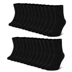 FALARY 12 Paar Socken Herren Damen Baumwolle Herrensocken Schwarz Weiß Sport Socks Atmungsaktive 43-46 Schwarz-12Paar