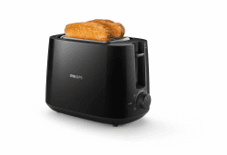 Philips Toaster – 2 Toastschlitze, 8 Stufen, Brötchenaufsatz, Auftaufunktion, Liftfunktion, Abschaltautomatik, schwarz (HD2581/90) Toaster Schwarz