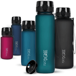 720°DGREE Trinkflasche 1l Sport “uberBottle“ softTouch +Sieb - BPA-Frei - Wasserflasche für Uni, Arbeit, Fitness, Fahrrad, Outdoor, Job - Sportflasche aus Tritan - Leicht, Stoßfest, Wiederverwendbar 1000 ml 08 Smaragd Green - Grün | Softtouch