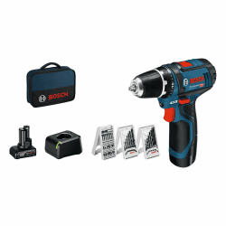 Bosch Professional 12V System Akku Bohrschrauber GSR 12V-15 (inkl. 39 tlg. Zubehörset, 2.0Ah Akku, 4.0Ah Akku, Ladegerät GAL 12V-20, Werkzeugtasche) 1x2.0Ah, 1x4.0Ah Akku+Lader GSR 12V-15 +39tlg. Zubehörset