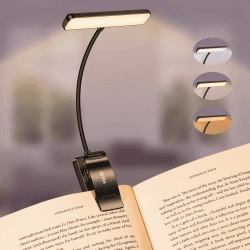 Gritin Leselampe Buch Klemme, USB Wiederaufladbare Buchlampe mit 19 LEDs, 3 Farbtemperatur Modi, Lange Laufzeit, Stufenlose Helligkeit Klemmlampe, 360° Flexibel Klemmleuchte für Nachtlesen ins Bett Schwarz