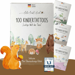 lila liebt dich® 100 angesagte Tattoo Kinder Motive mit Tieren // Kindertattoos hautfreundlich & getestet // Kinder Tattoo Mädchen & Jungs Made in Germany // Schonende Tattoos Kinder hautfreundlich Lustige Tiere