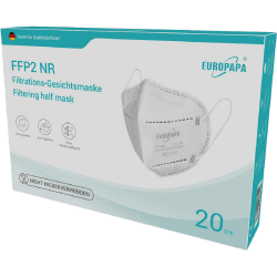 EUROPAPA 20x FFP2 Maske Atemschutzmaske 5-Lagen Staubschutzmasken hygienisch einzelverpackt EN149:2001+A1:2009 Mundschutzmaske EU2016/425 Weiß