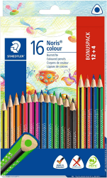 STAEDTLER Buntstifte Noris Colour, erhöhte Bruchfestigkeit, Dreikantform, attraktives Design,ergonomische Soft-Oberfläche,WOPEX Material, brillanten Stiften im Kartonetui .187 C12P1,(16 Stück)1er Pack Premium 1 stück (16er Pack)