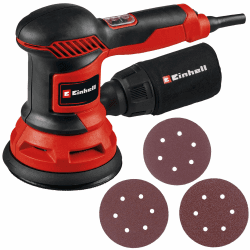 Einhell Exzenterschleifer TC-RS 425 E (425 W, Schleifteller Ø 125 mm, max. Schwingzahl 26.000 min-1, Schwingkreis 2,5 mm, inkl. Schleifpapier je 1x P60, P80, P120) TC-RS Neuheit 2023 ohne Schleifscheiben