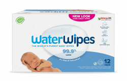 WaterWipes plastikfreie, originale Reinigungstücher für Babys, 720 Stück (12 Packungen), 99,9 % wasserbasierte Reingugnstücher, unparfümiert für empfindliche Haut 720 Stück (12er Pack)