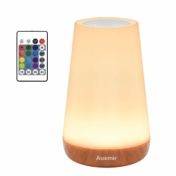 Auxmir Nachttischlampe Nachtlicht Touch Dimmbar mit 13 Farben und 4 Modi, LED Tischlampe USB Aufladbar mit Fernbedienung, Nachtlampe mit Timing Funktion für Schlafzimmer Wohnzimmer, Hellbraun