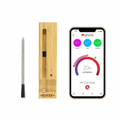 MEATER Plus | Das Kabellose, Smarte Fleischthermometer mit 50m Reichweite Für Ofen, Grill, Pfanne und Rotisserie Perfekter Fleischgenuss via App in Deutscher Sprache Honey
