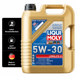 LIQUI MOLY Longlife III 5W-30 | 5 L | Synthesetechnologie Motoröl | Art.-Nr.: 20647, farblos Single