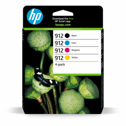 HP 912 (6ZC74AE) Multipack Original Druckerpatronen 1xBlau, 1xRot, 1xGelb, 1xSchwarz für HP OfficeJet 801x, HP OfficeJet Pro 802x CMYK Standard
