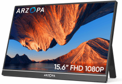 ARZOPA Tragbarer Monitor, 15.6" 1920×1080 FHD IPS Portabler Monitor für Laptop mit Einer Stütze, Ultra-Dünner Zweitbildschirm für Laptop/PC/Mac/PS3/4/5/Xbox - USB C & HDMI Anschluss - A1 15.6 Zoll 60HZ/A1