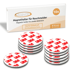 ECENCE Rauchmelder Magnethalter 10 Stück Selbstklebende Magnethalterung für Rauchmelder Ø 50mm schnelle & sichere Montage ohne Bohren und Schrauben für alle Feuermelder und Rauchwarnmelder 10x