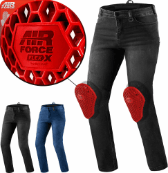 SHIMA RIDER Motorrad Jeans Herren mit Protektoren AIRFORCE Knieprotektoren Motorradhose Kurzgrößen Hosen Motorradjeans für Herren Protektorenhose Textilhose Jeanshose Lang (Männer, Schwarz, 36/32) 36W / 32L Schwarz