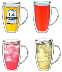 Creano Thermoglas mit Henkel „DG-SHH“ 400 ml,4er set