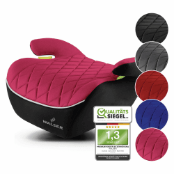 WALSER Premium Kinder Sitzerhöhung Auto, Qualitätssieger Sehr Gut* Kindersitz Auto 125-150 cm, Kindersitzerhöhung Auto Andy neueste Norm 2024 ECE R 129, Sitzerhöhung Auto Kinder schmal schwarz/pink Pink 1) Ohne ISOFIX