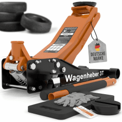 Tarpofix® Wagenheber 3t hydraulisch (75-505mm Hubhöhe) | Premium Rangierwagenheber 3t mit Doppelzylinder | Hydraulischer Wagenheber flach für SUV & tiefergelegte Autos | Wagenheber hydraulisch 3t Orange 3t