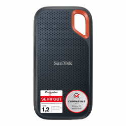 SanDisk Extreme Portable SSD 2 TB (tragbare NVMe SSD, USB-C, bis zu 1.050 MB/s Lesegeschwindigkeit und 1.000 MB/s Schreibgeschwindigkeit, wasser- und staubbeständig) Schwarz Schwarz 2 TB Extreme 1.050 MB/s Angebot bei HelloDeals
