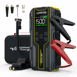 Auto Starthilfe Powerbank mit Luftkompressor, 150PSI 4000A Spitzenstrom Starter Powerbank für 10.0L Benzin und 8.0L Dieselmotor, Tragbare Starter Powerbank mit LED Taschenlampe D03